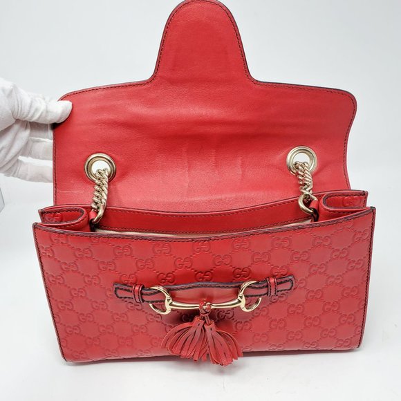 Auth Gucci Medium Emily Red GuccissimaShoulder Bag - Picture 10 of 16